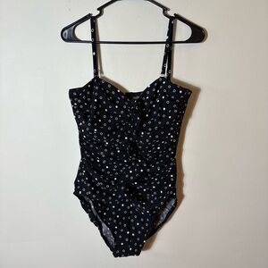Miraclesuit One‑Piece‎ Swimsuit Size 12 Black with White Dot Accents